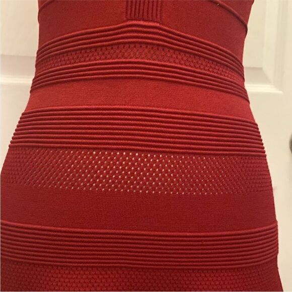 Sandro Red Milau Pointelle Ribbed Dress, S - Picture 6 of 15